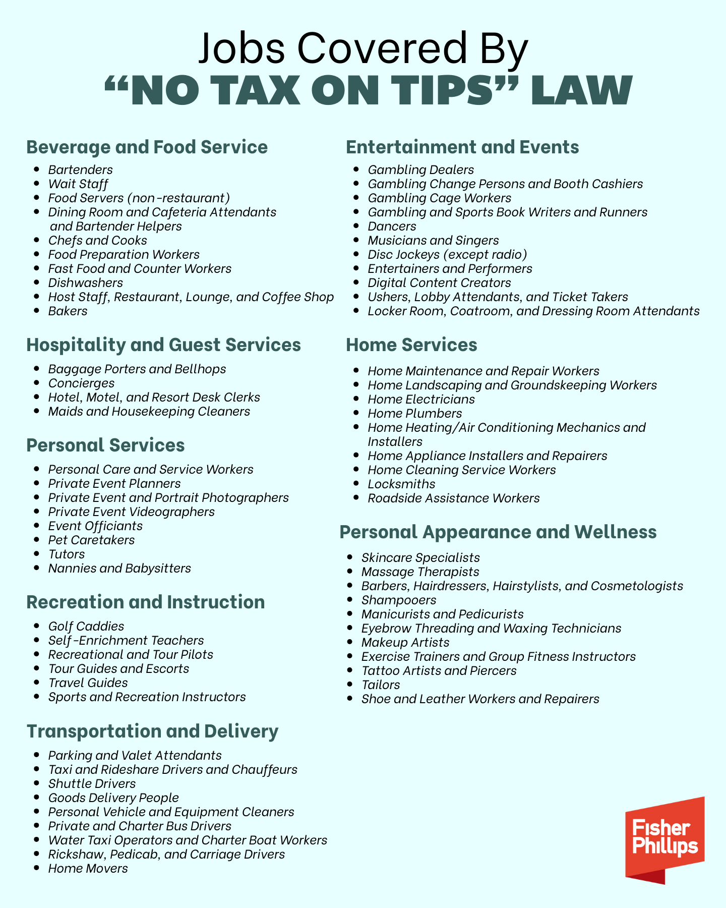 Jobs Covered By No Tax on Tips Law, Part 2