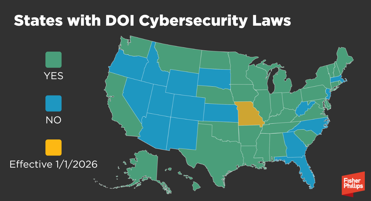 States with DOI Cybersecurity Laws