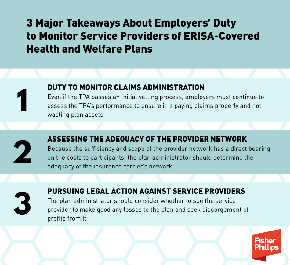 3 Major Takeaways About Employers' Duty to Monitor Service Providers of ERISA-Covered Health and Welfare Plans