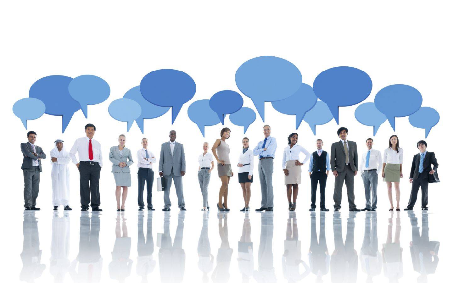 people with talking bubbles over their heads
